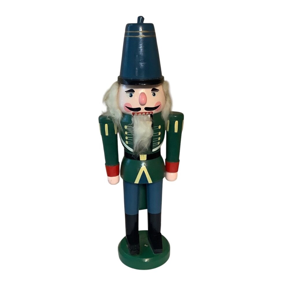 Vtg Wooden Nutcracker Soldier Figurine Hand-Painted 19.5” Tall Christmas Decor‎